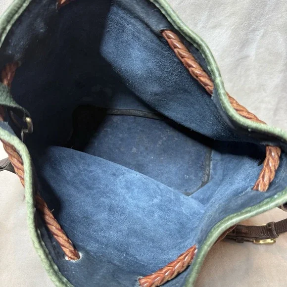 Dooney & Bourke Vintage Navy Pebbled Leather Teton Bucket Drawstring Bag - Picture 7 of 16